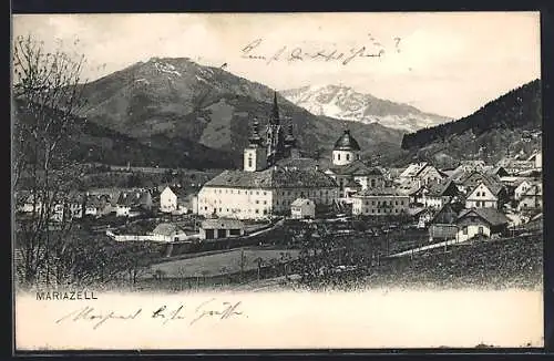 AK Mariazell, Ortsansicht mit Kirche