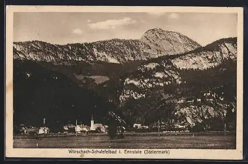 AK Wörschach-Schwefelbad, Ortsansicht mit Kirche