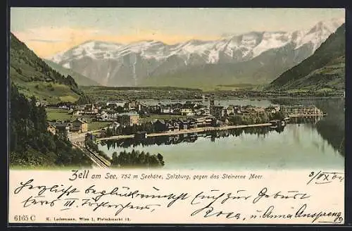 AK Zell am See, Ortsansicht aus der Vogelschau