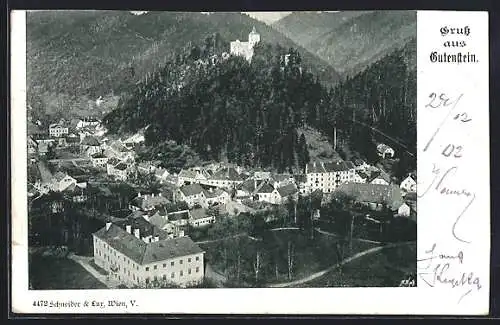 AK Gutenstein, Totalansicht von oben mit Schloss Gutenstein