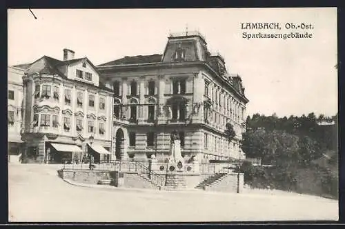 AK Lambach /O.-Oe., Das Sparkassengebäude