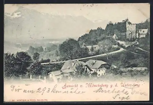 AK Salzburg, Aussicht vom Mönchsberg gegen den Untersberg