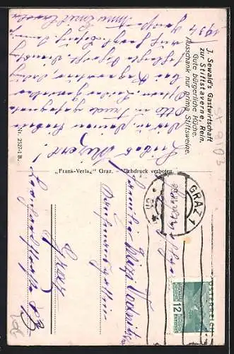 AK Gratwein-Strassengel, Rein, J. Sewalds Gasthaus zur Stiftstaverne, Kloster