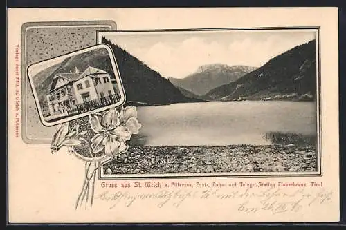 AK St. Ulrich a. Pillersee, Villa Pöll, See mit Bergen