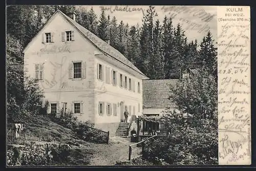 AK Kulm bei Weiz, Blick auf das Touristenhaus & Pension am Kulm