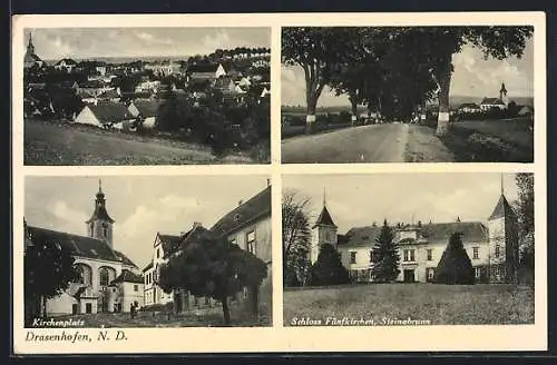 AK Drasenhofen, Kirchenplatz, Schloss Fünfkirchen, Gesamtansicht