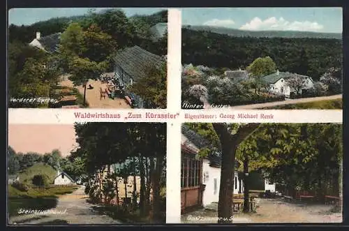 AK Fischau a. d. Schneebergbahn, Waldwirtshaus zum Kürassier, Eigentümer Georg M. Renk, Steinbruchhäusl