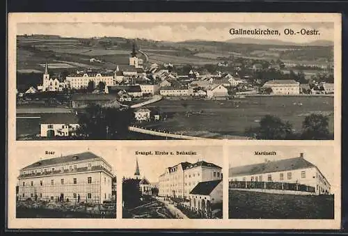 AK Gallneukirchen /Ob.-Oestr., Ortsansicht, Zoar, Evangel. Kirche und Bethanien, Martinstift