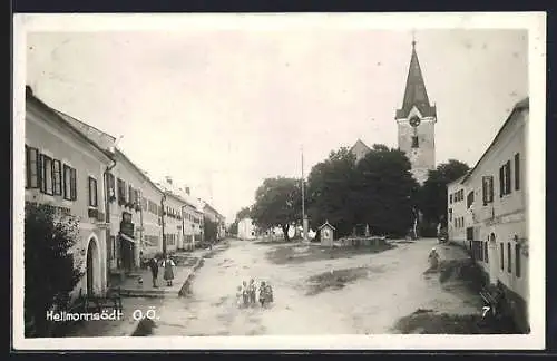 AK Hellmonsödt, Strassenpartie mit Kindern