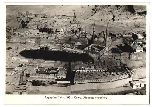 Fotografie unbekannter Fotograf, Ansicht Kairo, Alabastermoschee, Luftaufnahme vom Luftschiff Graf Zeppelin LZ-127