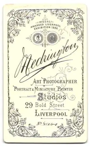 Fotografie Medrington, Liverpool, Bold Street 29, Porträt eines älteren Herrn mit Koteletten