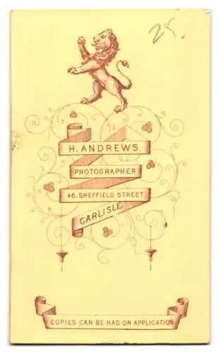 Fotografie H. Andrews, Carlisle, Sheffield Street 46, Porträt eines jungen Mannes