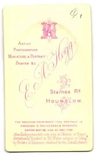 Fotografie E.A. Hogg, Hounslow, Staines Rd, Porträt eines eleganten Mannes