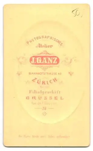 Fotografie J. Ganz, Zürich, Bahnhofstrasse 40, Porträt eines älteren Herrn mit Bart
