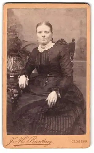 Fotografie J.H. Bunting, Glossop, Victoria Street 103, Portrait einer sitzenden Dame