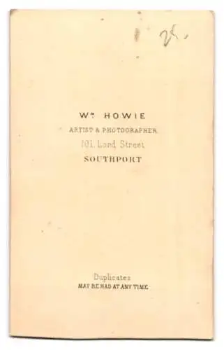 Fotografie W. Howie, Southport, Lord Street 101, Porträt eines Mannes mit Bart