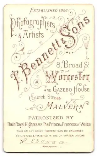 Fotografie T. Bennett & Sons, Worcester, Broad Street 8, Porträt eines Mannes mit Schnurrbart