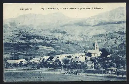 AK Chorges /Alpes, Vue Generale, Ligne de Gap à Briancon