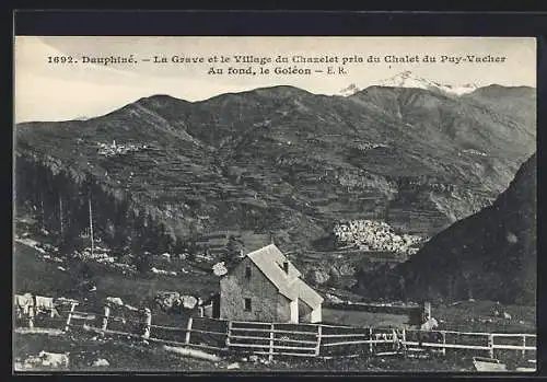 AK Chazelet, La Grave et le village du Chazelet pres du Chalet du Puy-Vacher, le Goléon