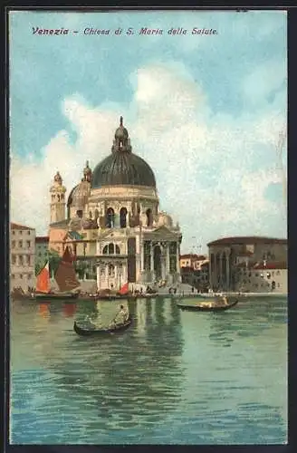 AK Venezia, Chiesa di S. Maria della Salute, Segelboot, Gondeln