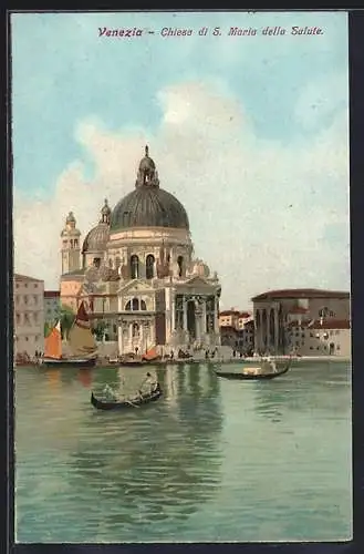 AK Venezia, Chiesa di S. Maria della Salute, Segelboot, Gondeln