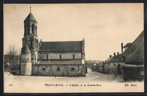 AK Tracy-le-Val, L`Eglise et la Grande-Rue
