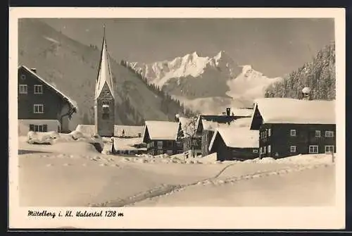 AK Mittelberg /Kl. Walsertal, Ortsansicht im Winter