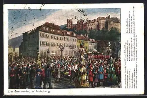 Künstler-AK Heidelberg / Neckar, Der Sommertag, Festumzug