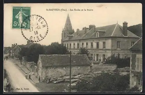 AK St-Sauveur /Oise, Les Ecoles et la Mairie