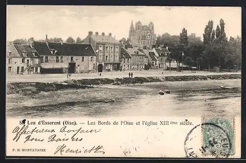 AK St. Leu d`Esserent, Les Bords de l`Oise et l`église