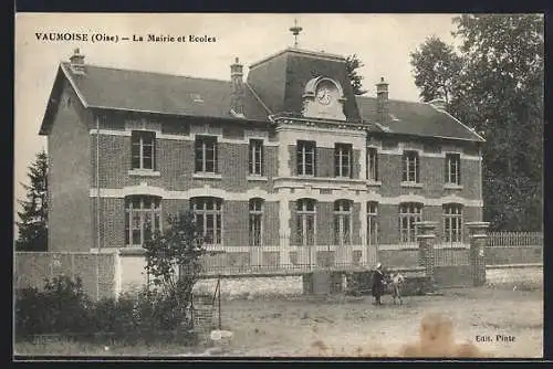 AK Vaumoise /Oise, La Mairie et Ecoles