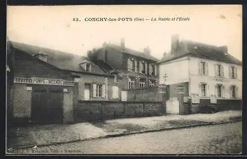 AK Conchy-les-Pots, La Mairie et l`Ecole