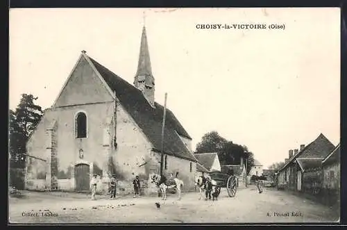 AK Choisy-la-Victoire /Oise, Strassenpartie mit Kirche