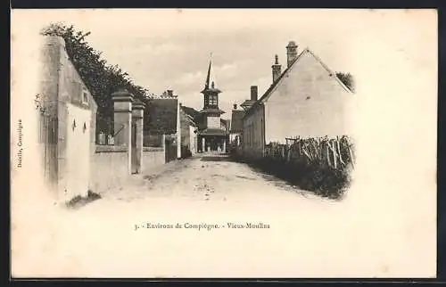 AK Vieux-Moulins, Strassenansicht mit Turm