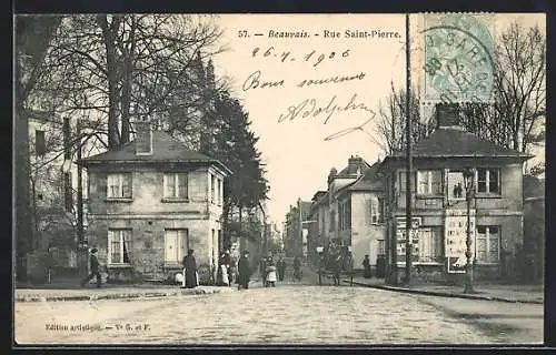 AK Beauvais, Rue Saint-Pierre, Strassenpartie