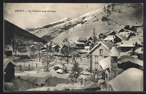 AK Abriès, Le Calvaire sous la neige