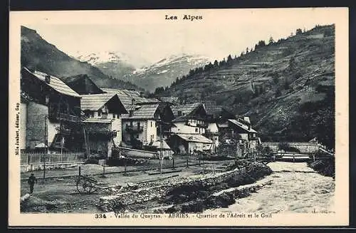 AK Abriès, dans la vallée du Queyras, quartier de l`Adroit et le Guil