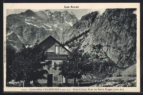 AK Ailefroide, Chalet-Hotel, Dans le fond, Mont des Boeufs Rouges