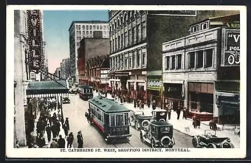 AK Montreal, Strassenbahn auf der St. Catherine Street