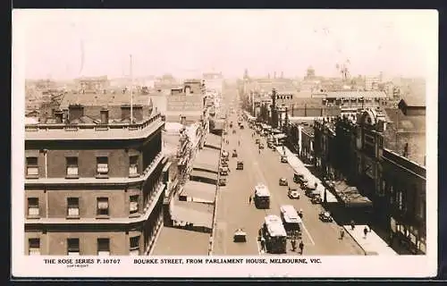 AK Melbourne /Vic., Tramways on Bourke Street, from Parliament House