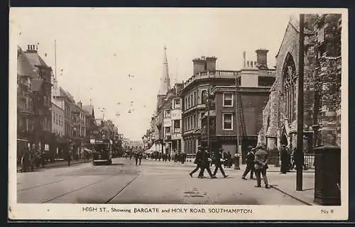 AK Southampton, Tramway on High Street, showing Bargate and Holy Road