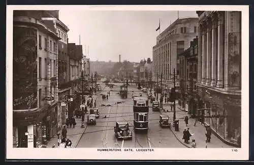 AK Leicester, Humberstone Gate, Strassenbahn