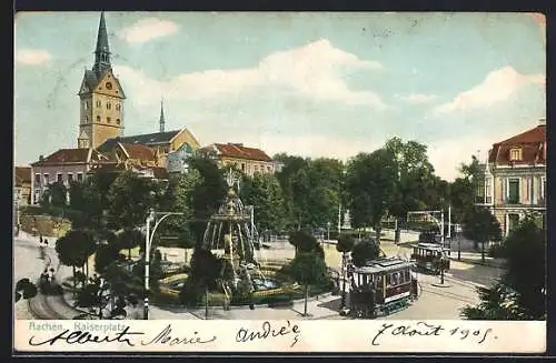 AK Aachen, Strassenbahn am Kaiserplatz