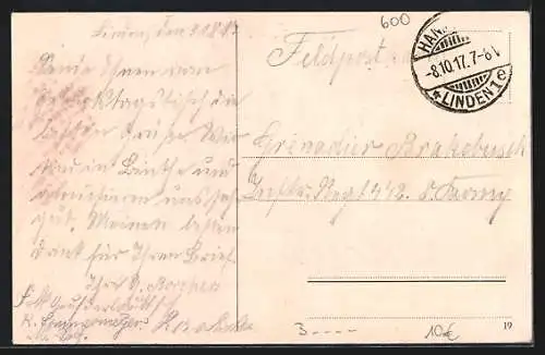 AK Hannover, Hohenzollernstrasse und Kriegerdenkmal, Strassenbahn