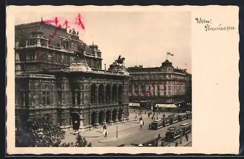 AK Wien, Staatsoper mit Strassenbahn