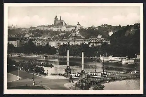 AK Praha, Hradcany, Strassenbahn