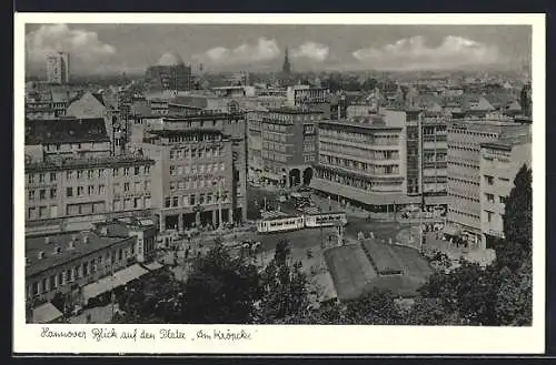 AK Hannover, Strassenbahn auf dem Kröpcke Platz