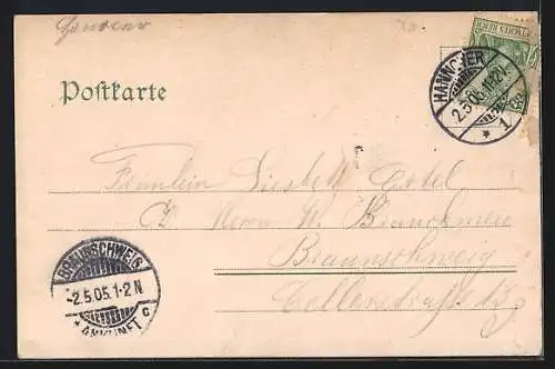 AK Hannover, Am Theaterplatz mit Café Kröpcke und Strassenbahn