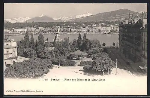 AK Genève, Place des Alpes et le Mont-Blanc