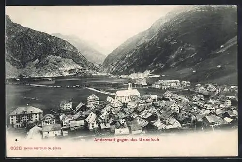 AK Andermatt, Ortsansicht gegen Urnerloch